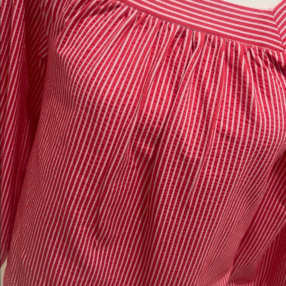 J. Crew Red and White Striped Blouse - Picture 2 of 3